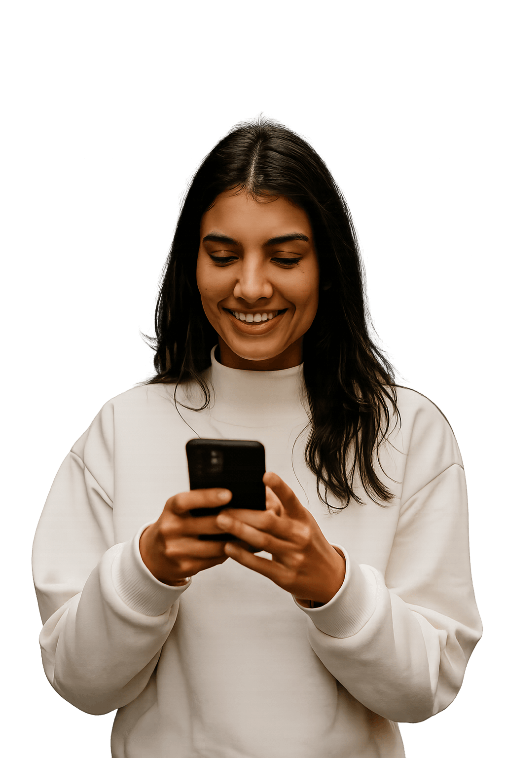 Customer using Hablio on her phone
